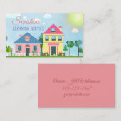 かわいいマンガの家の清掃サービス 名刺 (正面/裏面)