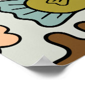 かわいいマンガの怪物：シームレスな背景 ポスター (角)