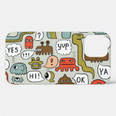 かわいいマンガの怪物：シームレスな背景 Case-Mate iPhoneケース (裏面 (横))