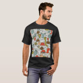 かわいいマンガの怪物:シームレスな背景 Tシャツ (正面フル)