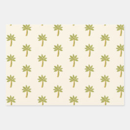 かわいいマンガの恐竜とヤシの木 ラッピングペーパーシート