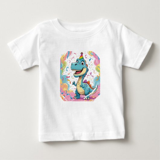 かわいいマンガの恐竜Tシャツ ベビーTシャツ (正面)