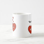 かわいいマンガの愛のハート コーヒーマグカップ (中央)
