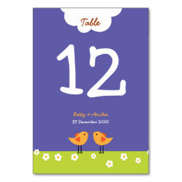 かわいいマンガの愛の鳥結婚たち テーブルナンバー