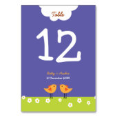 かわいいマンガの愛の鳥結婚たち テーブルナンバー (裏面)