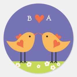 かわいいマンガの愛の鳥結婚たち ラウンドシール