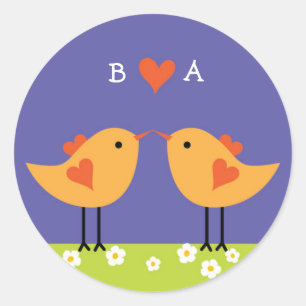かわいいマンガの愛の鳥結婚たち ラウンドシール