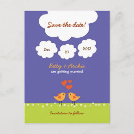 かわいいマンガの愛の鳥結婚たち 案内ポストカード