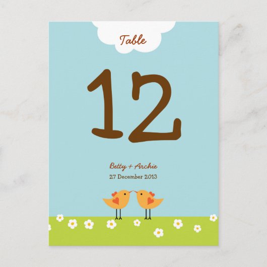 かわいいマンガの愛の鳥結婚（日） ポストカード (正面)