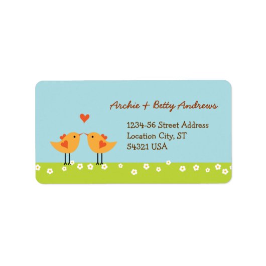 かわいいマンガの愛の鳥結婚(日) ラベル (正面)