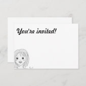 かわいいマンガの招待カード 招待状 (正面/裏面)