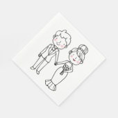 かわいいマンガの新婦お洒落結婚さん スタンダードランチョンナプキン (角)