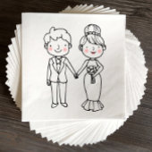 かわいいマンガの新婦お洒落結婚さん スタンダードランチョンナプキン