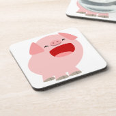 かわいいマンガの歌う豚コースターセット コースター (左側)