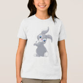 かわいいマンガの灰色うさぎ トライブレンドＴシャツ (正面)