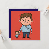 かわいいマンガの父と息子の幸せな父の日 カード (正面/裏面インサイチュ)