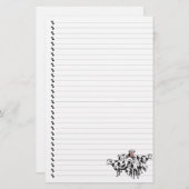 かわいいマンガの牛の群れが並ぶペット文房具 便箋 (正面/裏面)