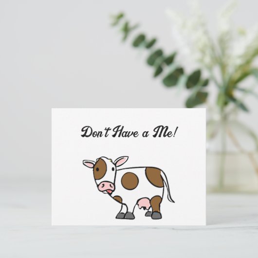 かわいいマンガの牛の茶色と白い農業動物 ポストカード (スタンド正面)