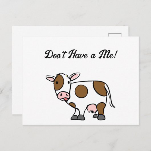 かわいいマンガの牛の茶色と白い農業動物 ポストカード (正面/裏面)