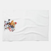 かわいいマンガの牛/チキン キッチンタオル (横)