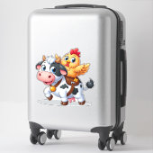 かわいいマンガの牛/チキン シール (スーツケース)