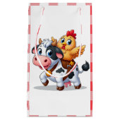 かわいいマンガの牛/チキン スモールペーパーバッグ (正面)