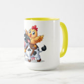 かわいいマンガの牛/チキン マグカップ (正面右)