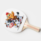 かわいいマンガの牛/チキン 卓球ラケット (横)
