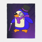 かわいいマンガの紫ペンギン フリースブランケット (正面)