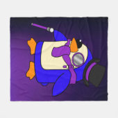 かわいいマンガの紫ペンギン フリースブランケット (正面(横))