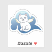 かわいいマンガの翼エンジェル猫 シール (シート)