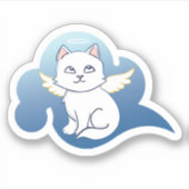 かわいいマンガの翼エンジェル猫 シール (正面)