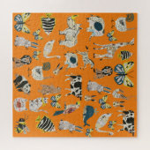 かわいいマンガの芸術作品新聞動物 ジグソーパズル (横)