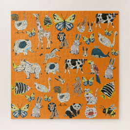 かわいいマンガの芸術作品新聞動物 ジグソーパズル