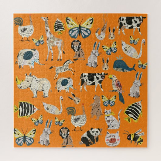 かわいいマンガの芸術作品新聞動物 ジグソーパズル (縦)