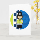 かわいいマンガの英国警察官 カード (黄色い花)