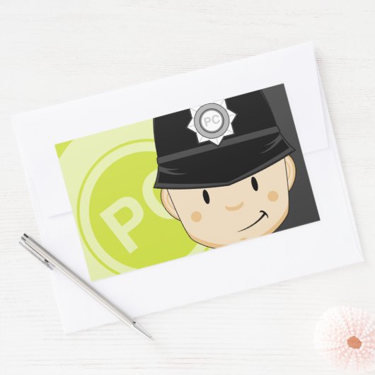 かわいいマンガの英国警察官 長方形シール (封筒)
