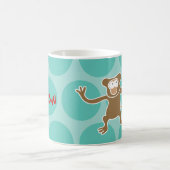 かわいいマンガの茶色いサル/サルのおもしろいドット子供たち コーヒーマグカップ (中央)