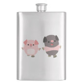 かわいいマンガの豚の散歩クラシックフラスコ フラスク (正面)