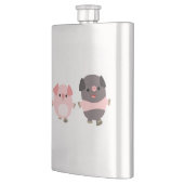 かわいいマンガの豚の散歩クラシックフラスコ フラスク (左)