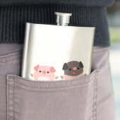 かわいいマンガの豚の散歩クラシックフラスコ フラスク (インサイチュ)