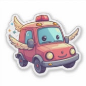 かわいいマンガの車のステッキ シール (正面)