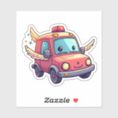 かわいいマンガの車のステッキ シール (シート)