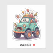 かわいいマンガの車のステッキ シール (シート)