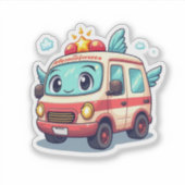 かわいいマンガの車のステッキ シール (正面)