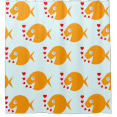 かわいいマンガの金魚吹のキスたち シャワーカーテン (正面)