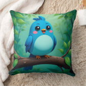 かわいいマンガの青い鳥 クッション (ブランケット)