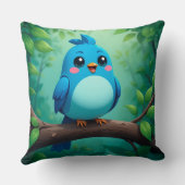 かわいいマンガの青い鳥 クッション (裏面)