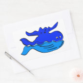 かわいいマンガの青クジラ 長方形シール (封筒)