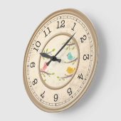 かわいいマンガの鳥の子供 ラージ壁時計 (傾斜)